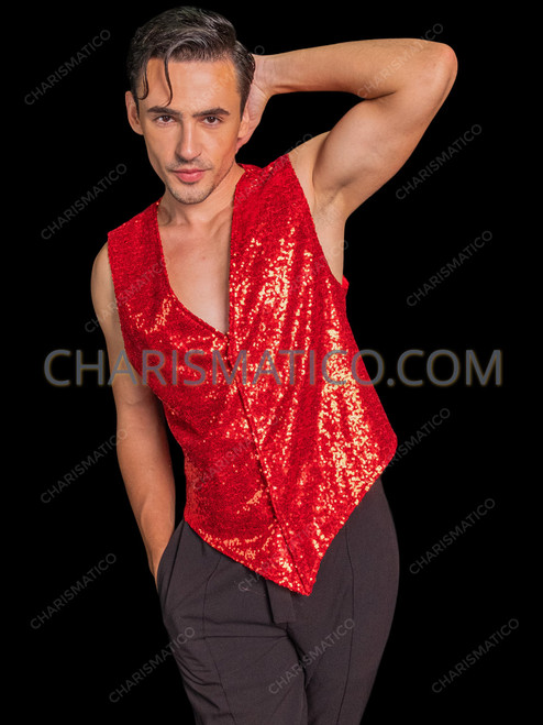 red sequin vest top