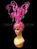 Pink Chandelier Diva Headdress With Clear Iridescent Sequins And Crystals