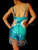 Blue Sequin Sexy Fringed Gogo Short Pants With Side Cutouts