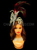 Silver Butterfly Showgirl'S Headdress With Iridescent Crystals And Red Feathers