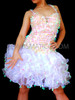 Halter-Style White Latin Salsa Dress With Iridescent Sequins And Organza Ruffles