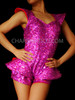 Futuristic Fuchsia Glitter Sequin Lady Gaga Shortie One Piece Costume