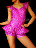 Futuristic Fuchsia Glitter Sequin Lady Gaga Shortie One Piece Costume