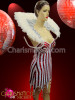 Pearl Enhanced Red And White Dress With White Shoulder Piece