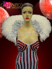 Pearl Enhanced Red And White Dress With White Shoulder Piece