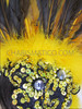 Fantastic Yellow And Black Feathered Mohawk Headdress With Sequined Cap