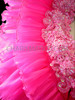 Neon Pink 'Flame Fringe' Organza Drag Queen Coat with Huge Collar