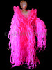 Neon Pink 'Flame Fringe' Organza Drag Queen Coat with Huge Collar