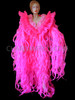 Neon Pink 'Flame Fringe' Organza Drag Queen Coat with Huge Collar