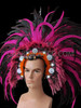 Hot Pink And Black Feathered Crystal Accented Drag Queen'S Headdress