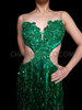 Deep Green Sequin Fringe Salsa Dance Dress With Applique Top
