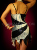 Exotic Hemmed Black And Silver Sequin Swirl Dance Mini Dress