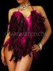 Halter Style Fuchsia Feathered Leotard Style Dress With Ring Detail