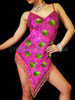 Pink And Green Polka Dot Sequin Halter Style Salsa Dress