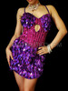 Keyhole Halter Purple And Pink Sequin Diva Salsa Dance Mini Dress