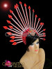 Red Spike Cabaret Headdress With Mirror Tile And Ruby Finishes