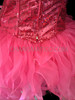 Sequin Corset Styled Organza Flame-Ruffled Diva'S Fluffy Pink Sissy Dress