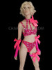 Neon Pink Crystal Showgirl Bra ,Thong and gloves