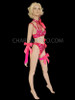 Neon Pink Crystal Showgirl Bra ,Thong and gloves