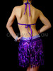 Exotic Cross Halter Purple Glitter Sequined Latin Salsa Dance Dress