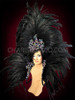 Black Cabaret Feather Showgirl Headdress And Backpack