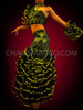 Two-Piece Black Flamenco Style Gypsy Dress With Neon Green Trim