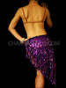 Asymmetrical Hem, Swishy Sequined Intense Purple Fringe Latin Dance Dress