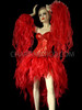 Shimmery Fiery Red Fluffy Flame Ruffle Burlesque Diva Corset Dress