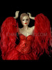 Shimmery Fiery Red Fluffy Flame Ruffle Burlesque Diva Corset Dress