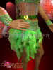 Two-Piece Neon Green Crystallized Top with Ruffled Skirt Dress