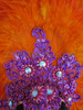 Tall Showgirl's Plush Vibrant Orange Feathers With Fuchsia Beading Headdress
