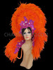 Plush Vibrant Orange And Fuchsia Headdress And Collar Style Backpack