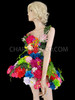 Playful Carnival Inspired Flower And Frond Covered Pink Cage Dress