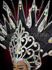 Glittery Black And Silver Mirror Accented Showgirl's Drag Queen Headdress