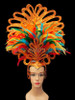 Fiery Orange Glitter And Multiple Colored Feather Showgirl's Samba Headdress