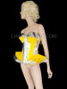 Yellow And Silver Vinyl Lady Gaga Inspired Front Zip Corset