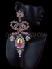 Large Diva's Iridescent Swarovski Crystal And Rhinestone Trim Drop Earrings