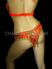Orange Beaded Samba-Style Bra, Thong, Necklace, Bracers, And Leg Guards