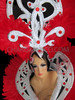 Scarlet Feathered Silver And Ruby Cabaret Showgirl's Headdress And Backpack