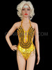 Gold Spike Sequin Showgirl Dance Leotard