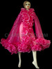 Silver Trimmed Shimmery Fuchsia Organza Ruffle Drag Queen Showtime Coat