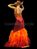 Iridescent Triple-Tone Fire Sequin Drag Queen Gown With Flame Ruffles