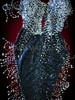Dark Iridescent Silver Sequin Latin Dance Dress With Beaded Fringe