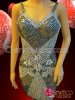 Fancy Patterned Silver Sequin And Black Feather Mermaid Pageant Gown