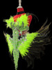 Exotic Two Piece Neon Green Feather Beaded Phoenix Carnival Bra and Belt