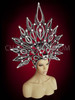Black Mirror Tiled And Rhinestone Accented Spiky Drag Headdress