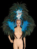 Tall Sky Blue Feather Headdress And Matching Backpack With Gemstones