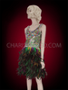 Shimmering Iridescent Sequin and Feather Dress with Crystallized Neckline