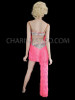 Pink Latin Dance Inspired One Leg Fringe  Pants
