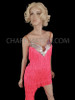 Pink Latin Dance Inspired One Leg Fringe  Pants